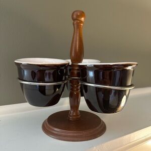 Vintage 3 cup condiment or snack holder